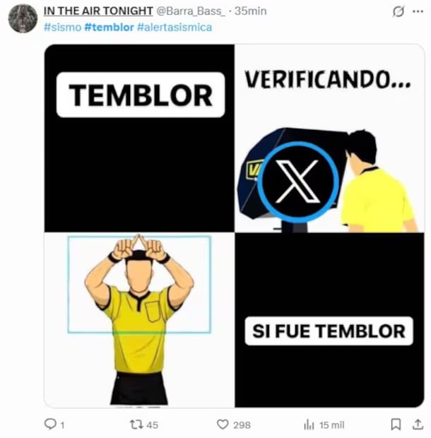 Memes sobre el sismo de este sábado, 13 de junio.
Imagen: X