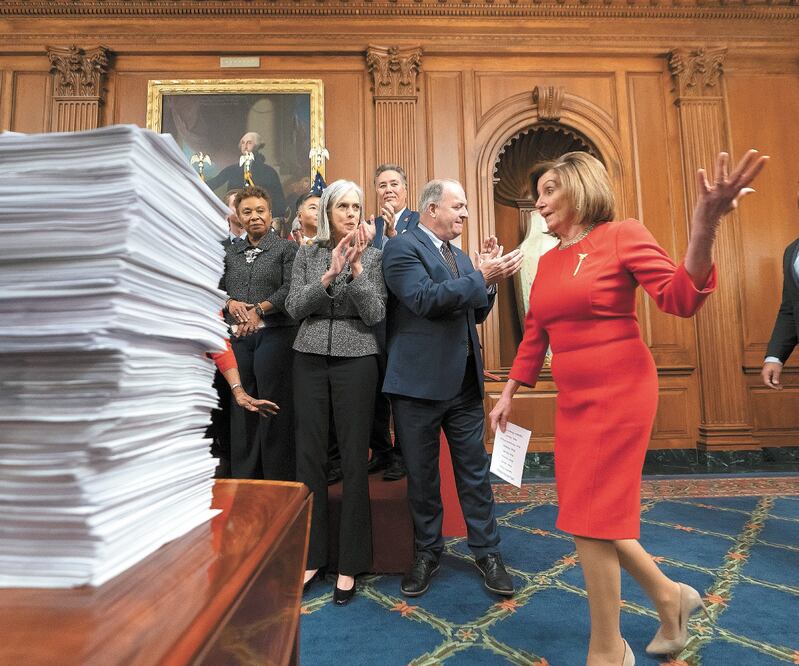 Nancy Pelosi, presidenta de la Cámara de Representantes, ayer en el Capitolio en Washington. Foto/J. SCOTT APPLEWHITE. AP