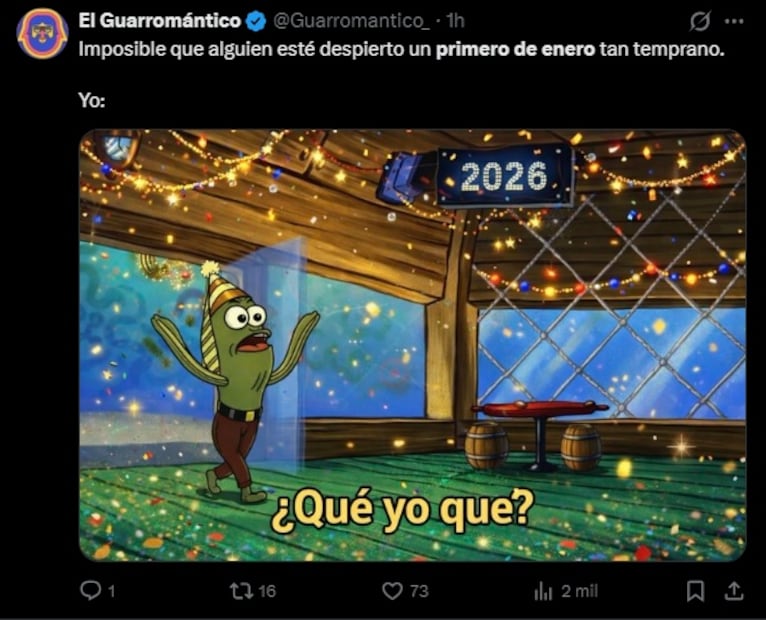 Los mejores memes del 1 de enero que marcaron el Año Nuevo 2026. Foto: Captura de pantalla