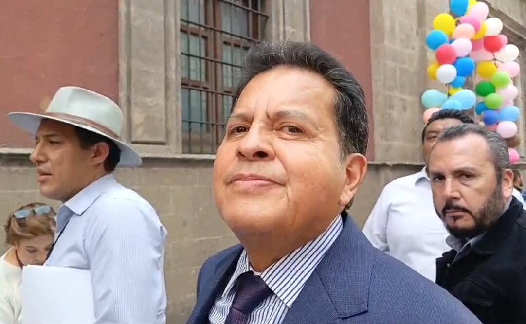 Ricardo Aldana Prieto, secretario general del STPRM, en Palacio Nacional para un encuentro con AMLO. Foto: Pedro Villa y Caña / EL UNIVERSAL