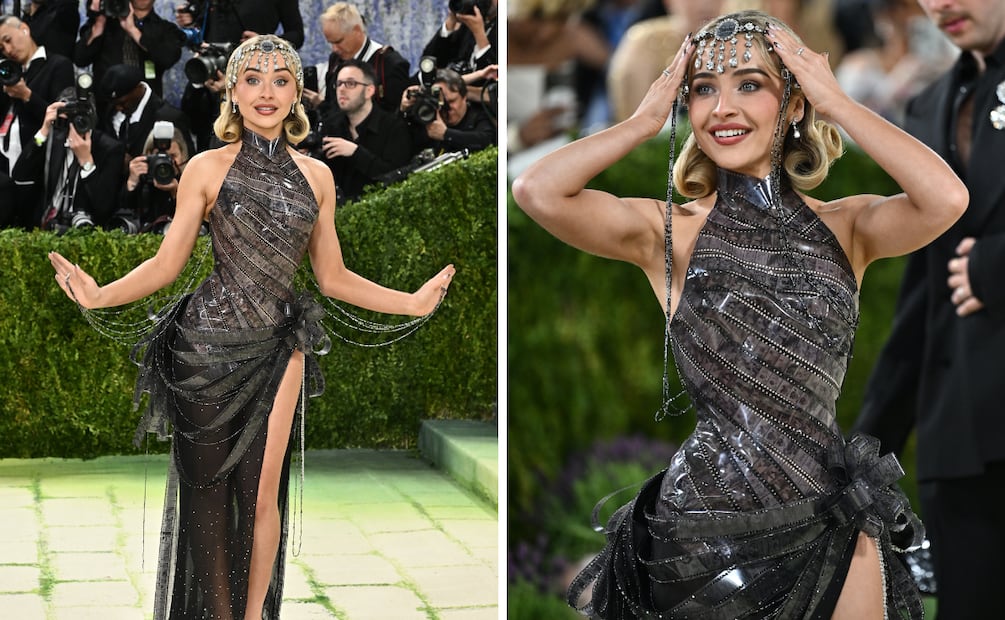 Sabrina Carpenter rinde homenaje al cine con un vestido firmado por Dior. Foto: AP