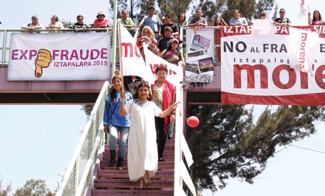 La protesta de la candidata Clara Brugada abarcó el circuito compuesto por las avenidas Ermita Iztapalapa, Ignacio Zaragoza, Eje 3 Troncoso y Periférico Sur, entorpeciendo el paso peatonal (AGUSTÍN SALINAS. EL UNIVERSAL)
