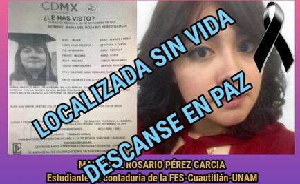 Hallan muerta a María del Rosario, estudiante de la FES Cuautitlán