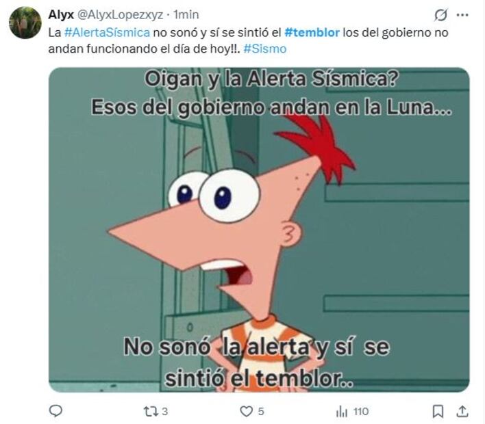 Usuarios reaccionan a sismo de este viertes. Foto: Redes Sociales