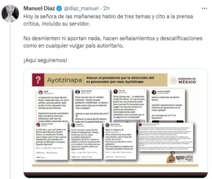 Responden a “la señora de las mañaneras” por acusar ataques contra AMLO tras detención de Murillo Karam 