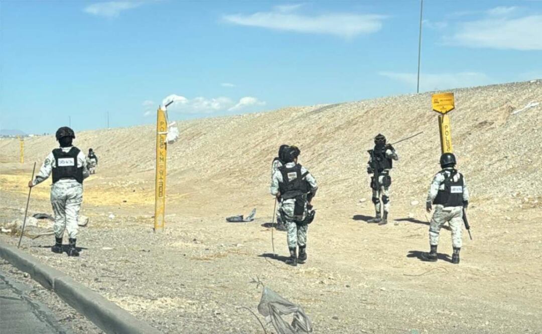 El operativo de la Guardia Nacional busca hallar túneles usados por migrantes y trafico de fentanilo en la frontera de Ciudad Juárez, Chihuahua (11/02/2025). Foto: Paola Gamboa / EL UNIVERSAL