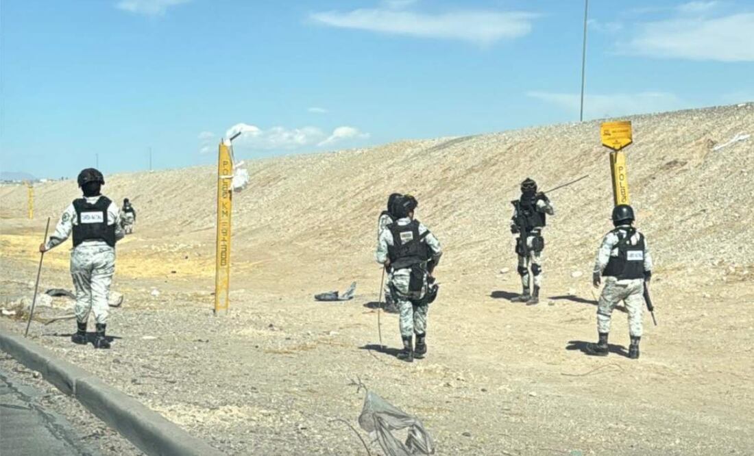 El operativo de la Guardia Nacional busca hallar túneles usados por migrantes y trafico de fentanilo en la frontera de Ciudad Juárez, Chihuahua (11/02/2025). Foto: Paola Gamboa / EL UNIVERSAL