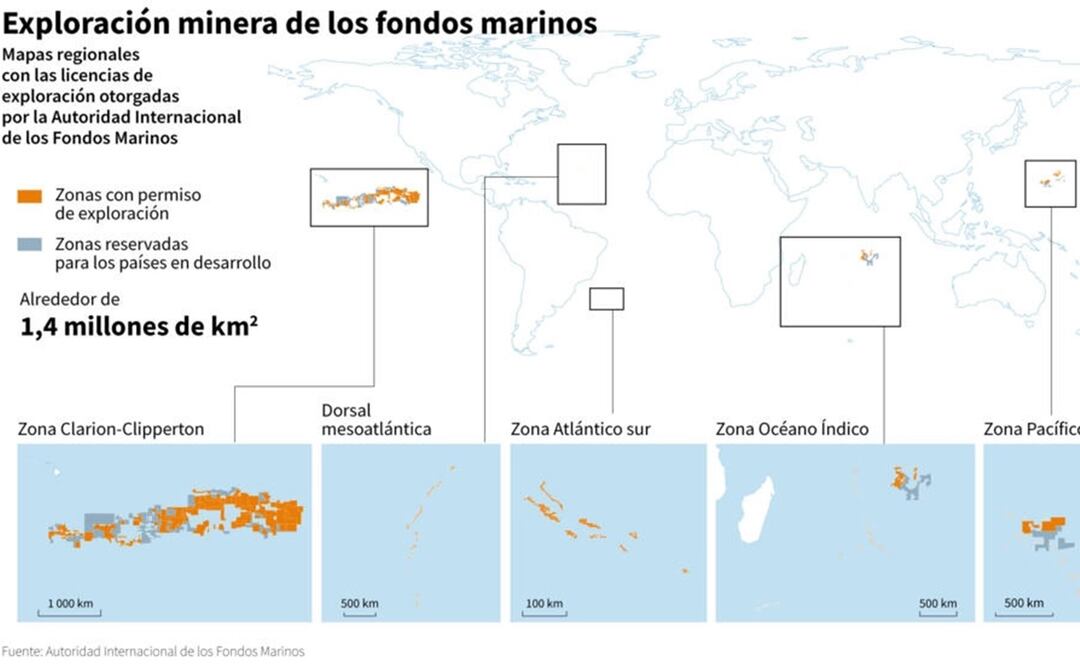 Licencias de exploración minera de los fondos marinos. Foto: AFP