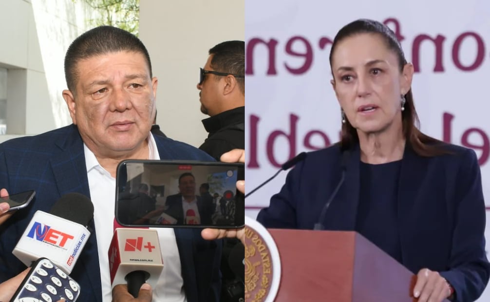 Fiscal general del estado de Chihuahua, César Jáuregui Moreno y Claudia Sheinbaum (20/04/2026). Foto: Especial / Fernanda Rojas