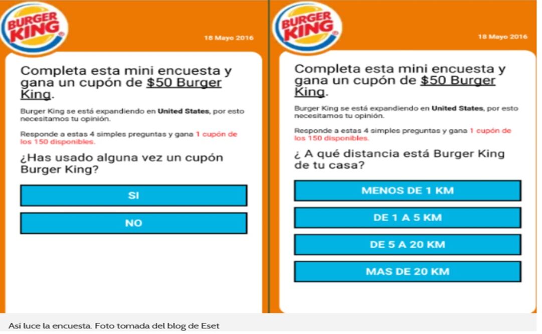 Estafan por WhatsApp con falso cupón de Burger King