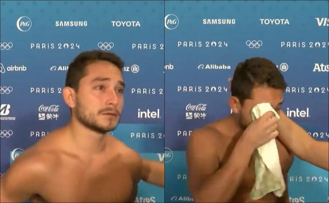 Kevin Berlín no pudo evitar romper en llanto luego de su actuación en los Juegos Olímpicos de París 2024 / FOTOS: Captura @ClaroSports