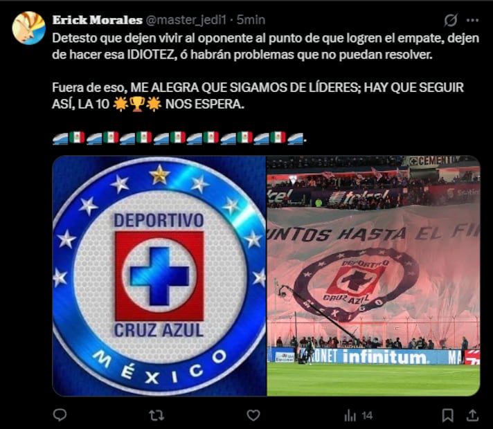 La afición de Cruz Azul festeja el liderato con LOS MEJORES MEMES