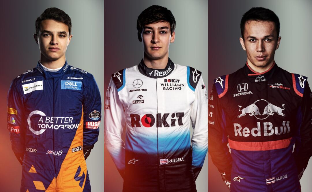 Norris, Russell y Albon: los flamantes pilotos de la F1. / Fotos: www.formula1.com