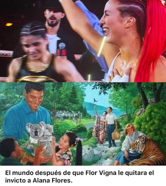 Los mejores memes que dejó la derrota de Alana Flores contra Flor Vigna. Foto: Captura de pantalla