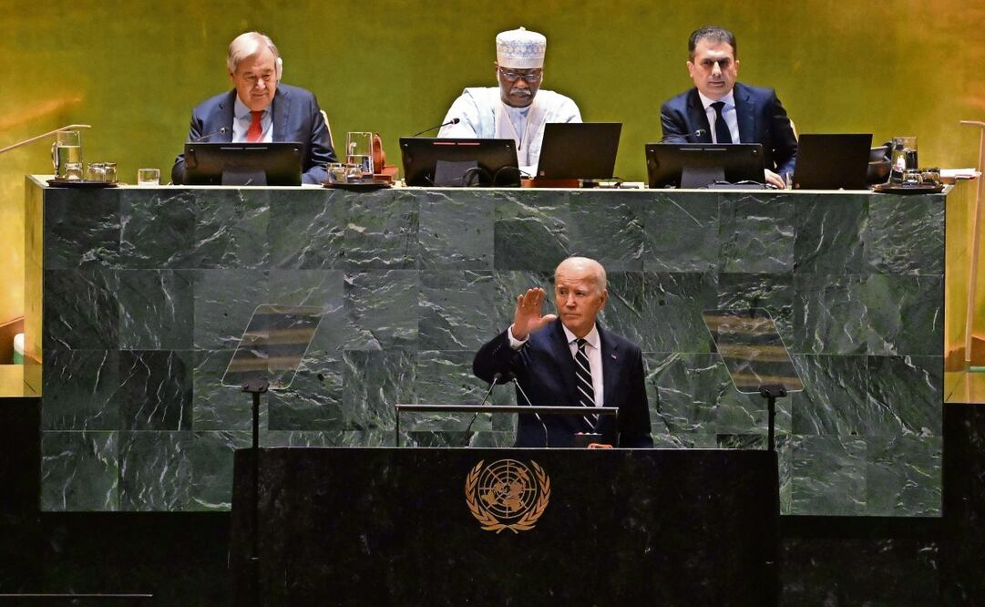 El presidente de Estados Unidos, Joe Biden, ayer después de hablar durante la Asamblea General de las Naciones Unidas, en la ciudad de Nueva York. Foto: Timothy A. Clary | AFP