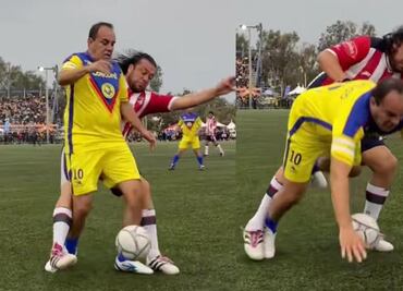 Cuauhtémoc Blanco recibe brutal patada en Clásico de Leyendas; el exfutbolista fue golpeado por Héctor Reynoso