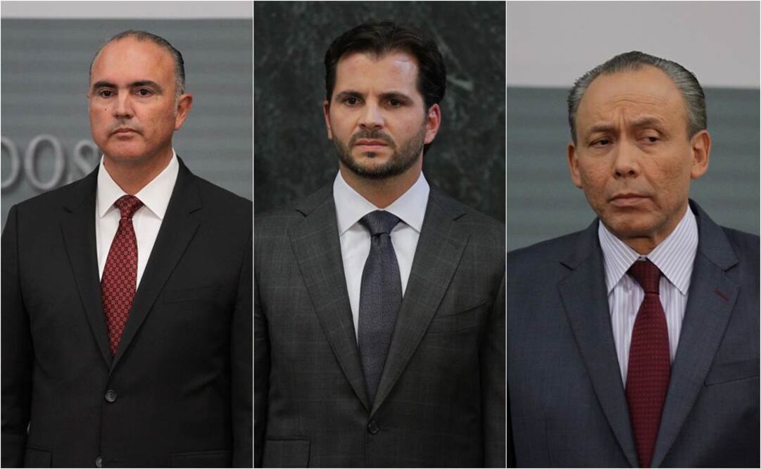 José Calzada, Rafael Pacchiano y José Reyes Baeza fotografiados hoy durante el anuncio del cambio de gabinete. Foto: Carlos Mejía/EL UNIVERSAL