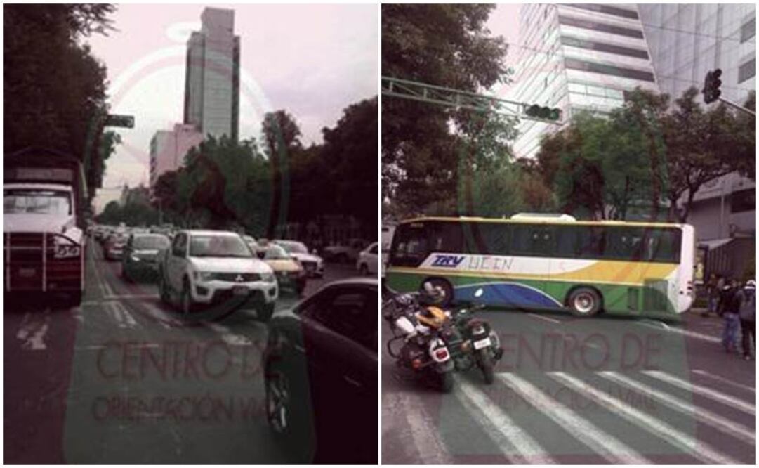 Los agricultores arribaron a la dependencia a bordo de varios camiones que ahora complican la vialidad. / Tomada de @SSP_CDMX