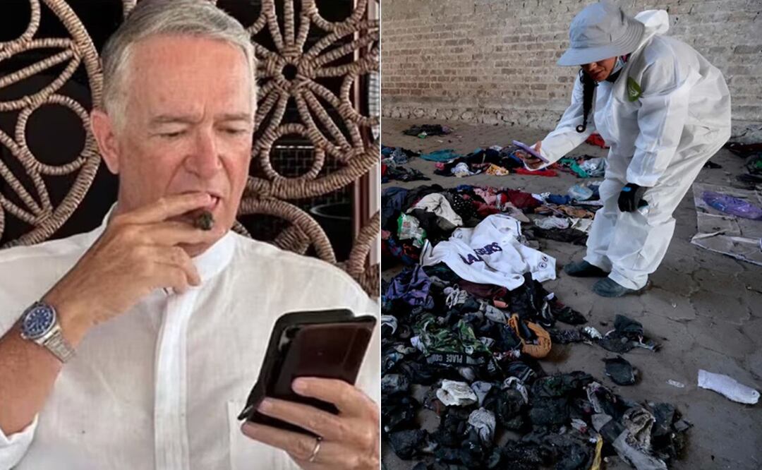 Salinas reaccionó a las imágenes del crematorio clandestino en Rancho Izaguirre. Fotos: Redes Sociales / AFP