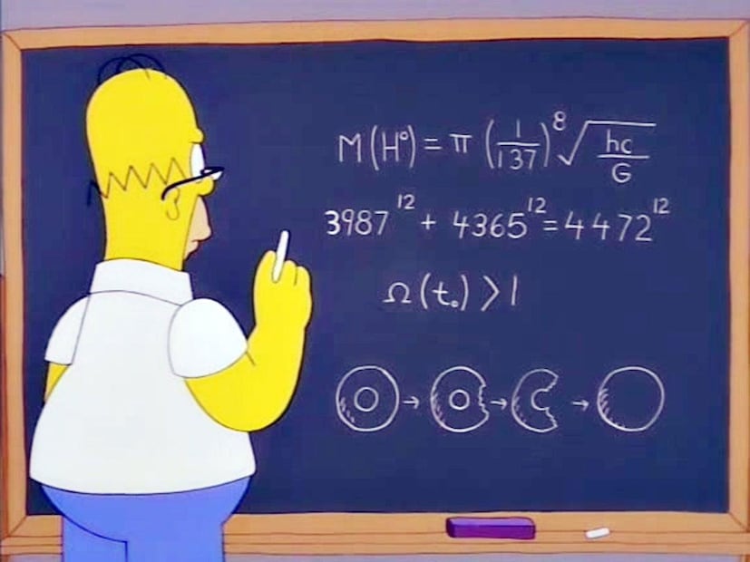 Homero y la ecuación de Higgs. Foto: Redes sociales