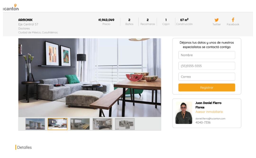 El contacto inicial es a través del sitio web de la empresa 