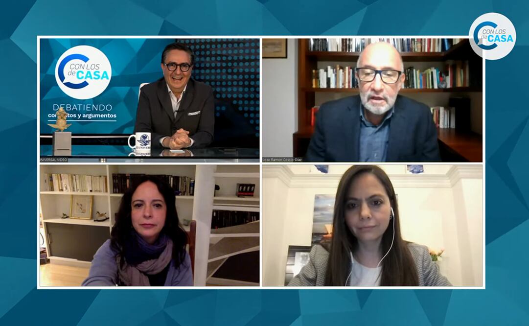 Ministro en retiro José Ramón Cossío en programa de debate Con los de Casa. Foto: Youtube / El Universal