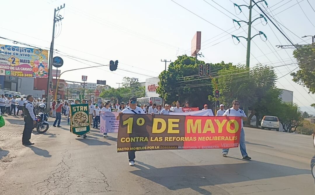 Contingentes de diferentes sindicatos marcharon en el Día Internacional del Trabajo en Morelos (01/05/2025) Foto: Justino Miranda / EL UNIVERSAL