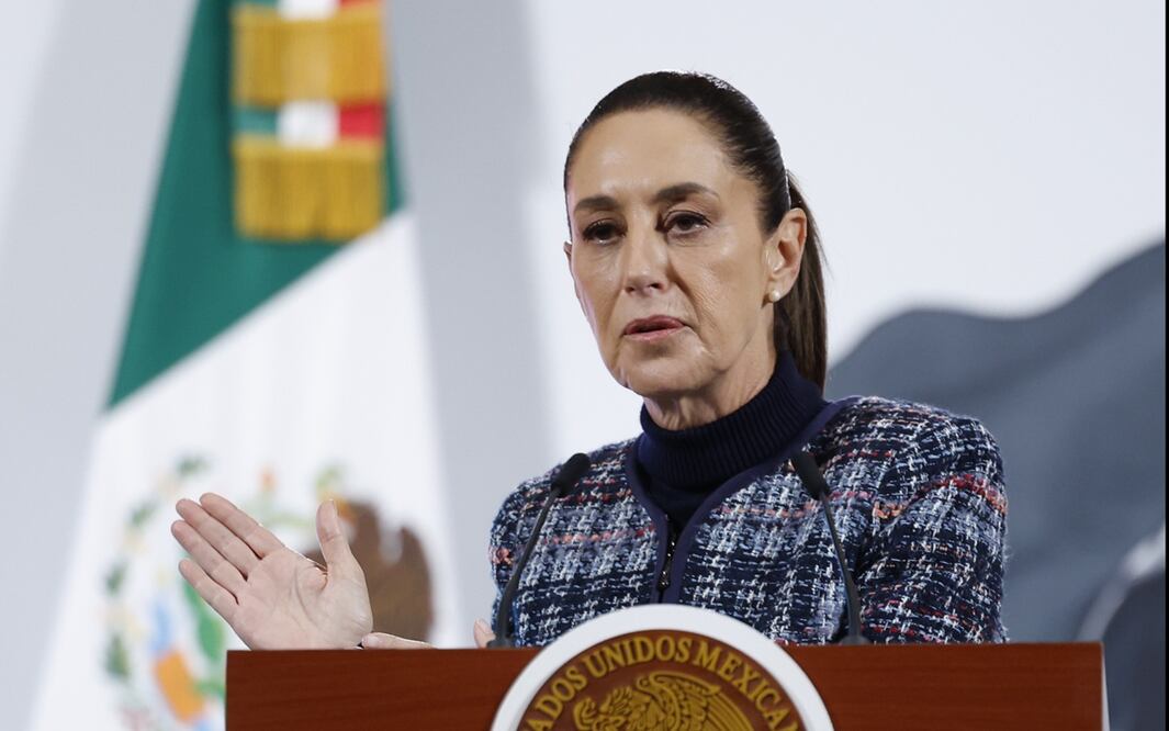 La presidenta Claudia Sheinbaum Pardo encabeza la conferencia mañanera del 26 de junio de 2025 en Palacio Nacional. Foto: EFE