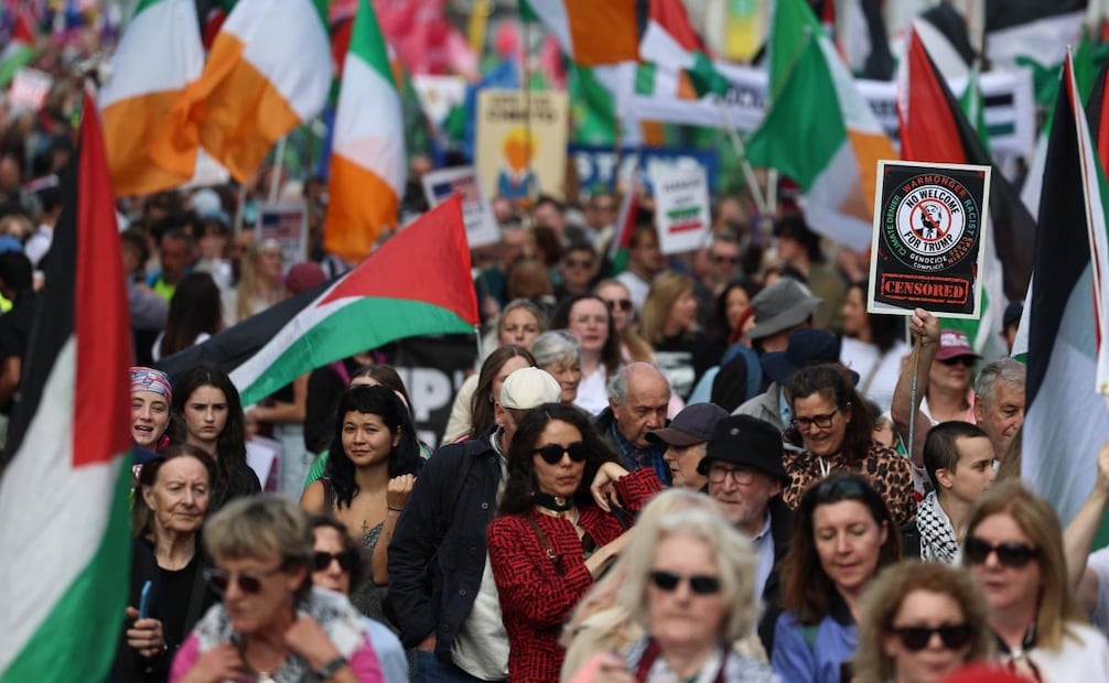 Protestas por la visita de Trump a Dublín, Irlanda, el 12 de septiembre de 2026. Foto: Neil Hall/EFE