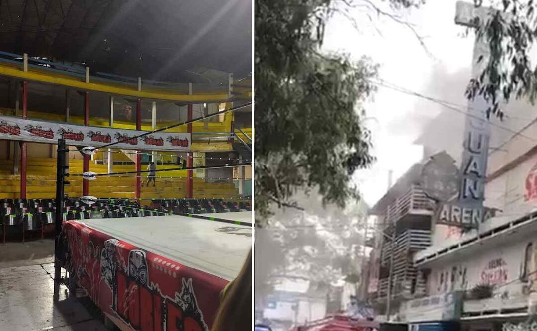 Momento exacto del incendio en la Arena San Juan Foto: Especial