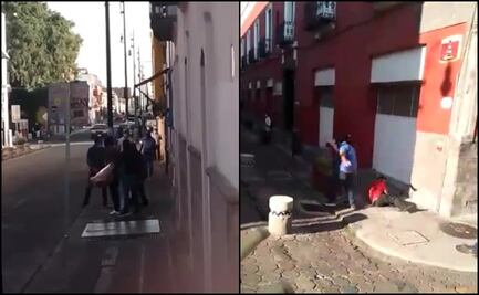 Trabajadores municipales someten a vendedor de chicharrones y tiran su mercancía en Puebla