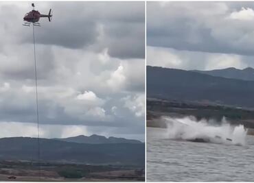 VIDEO: Se desploma helicóptero en Presa Chihuahua; hay dos desaparecidos