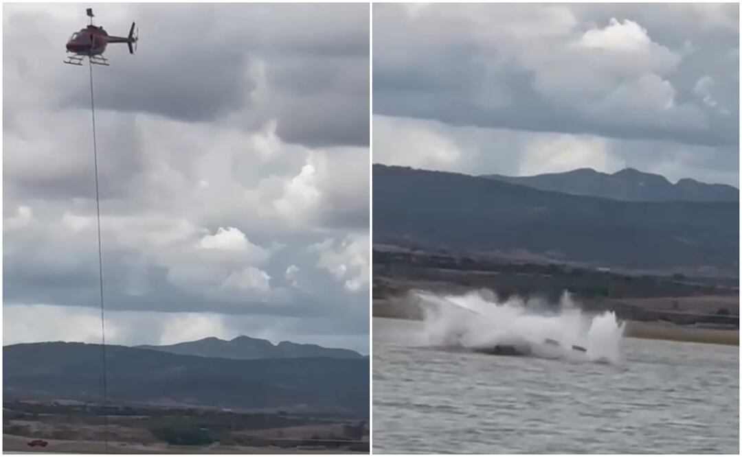 Se desploma helicóptero en presa Chihuahua. Foto: Especial