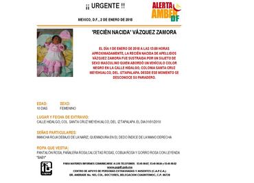 Activan Alerta Amber por recién nacida desaparecida en Iztapalapa