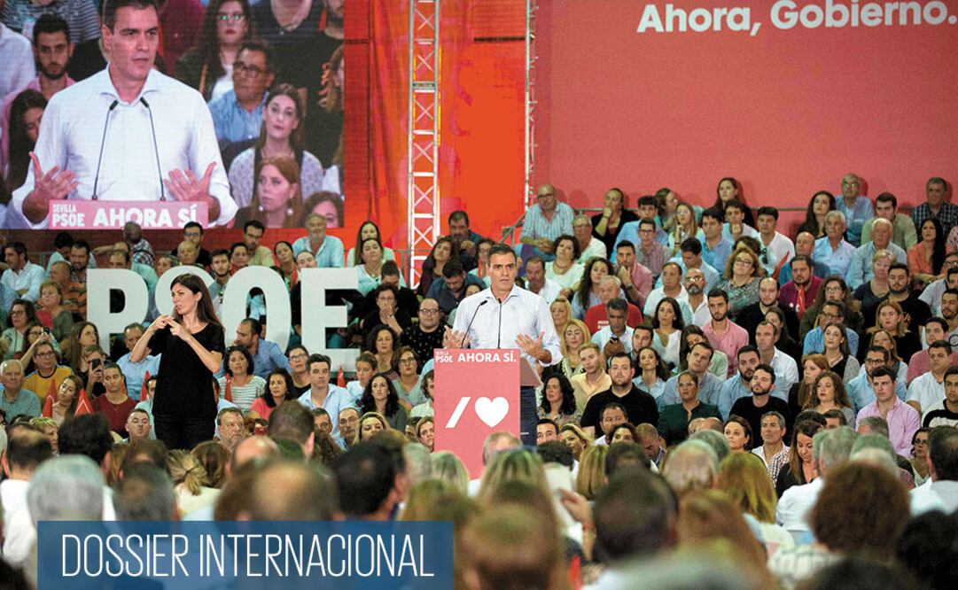 Pedro Sánchez, jefe del Ejecutivo y candidato a la reelección, durante un acto de campaña el pasado 31 de octubre, en Sevilla. Foto/JORGE GUERRERO. AFP