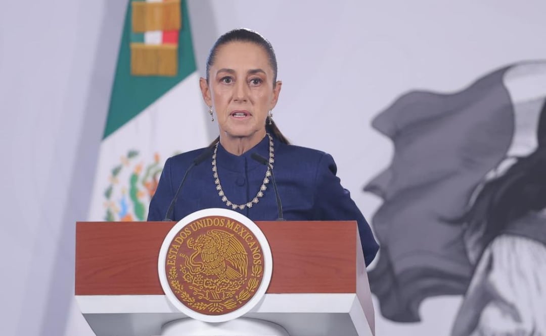 Presidenta Claudia Sheinbaum durante su conferencia de prensa este 9 de julio del 2026 desde Palacio Nacional (09/07/2026). Foto: Gabriel Pano / EL UNIVERSAL