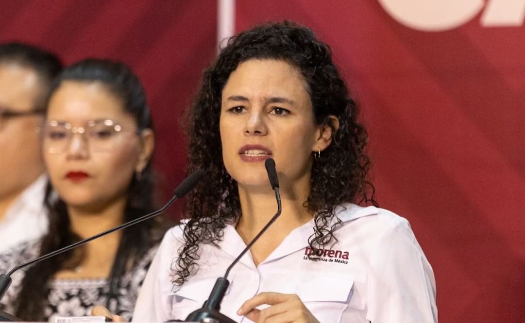 La dirigente nacional de Morena, Luisa María Alcalde, en conferencia de prensa desde Campeche este jueves 11 de septiembre de 2025. Foto: Especial