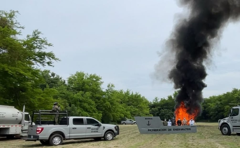 Incineración de cocaína en Chiapas. Foto: Especial