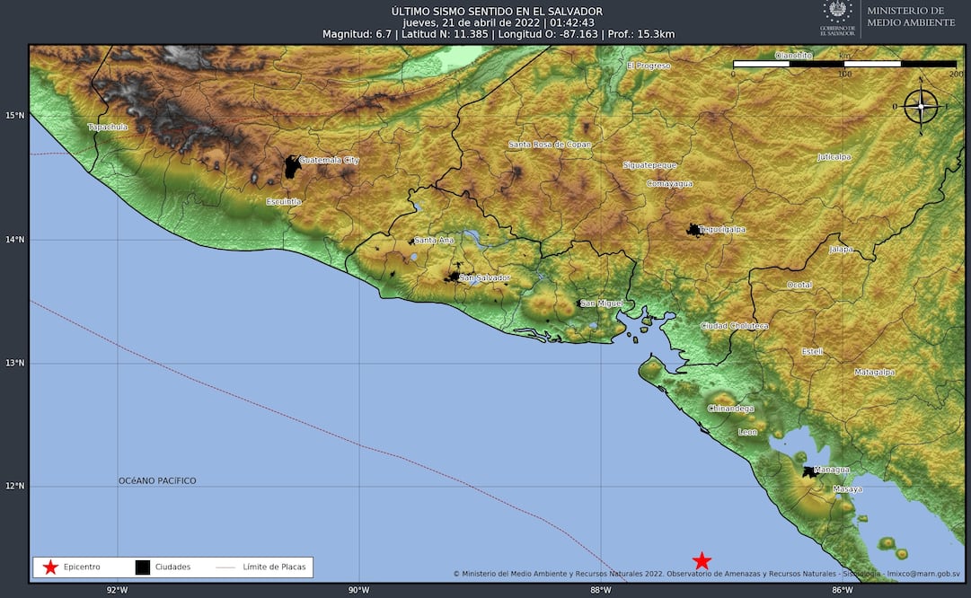 Sismo de 6,7 sacude costa de Nicaragua. Foto: Tomada de @MedioAmbienteSV.