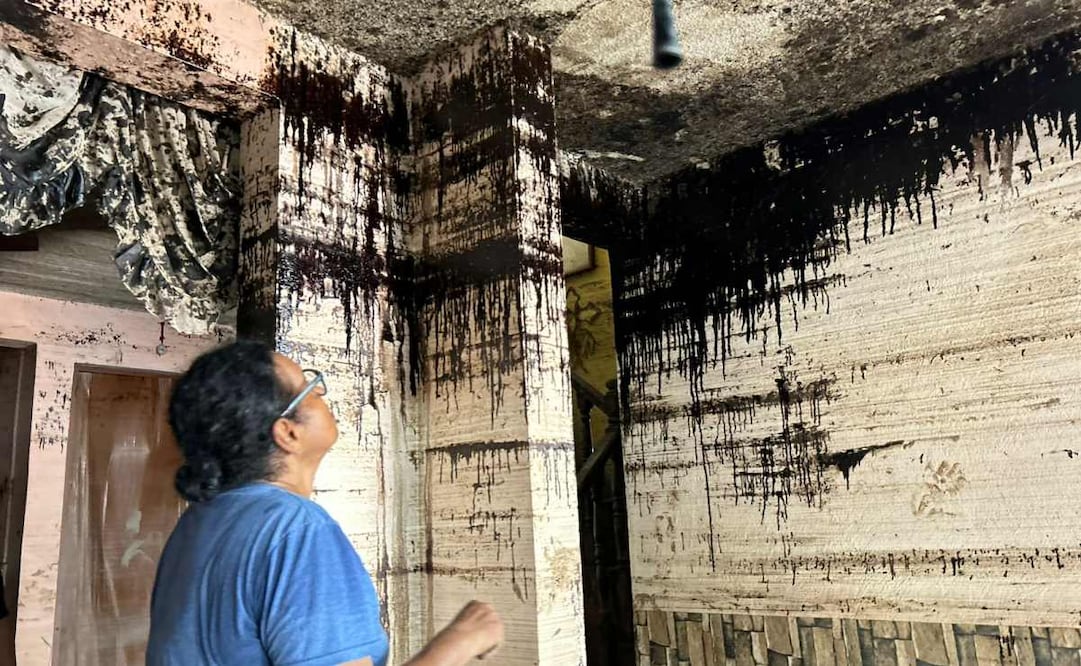 Damnificados de Poza Rica denuncian caída de chapopote. Foto: Especial.