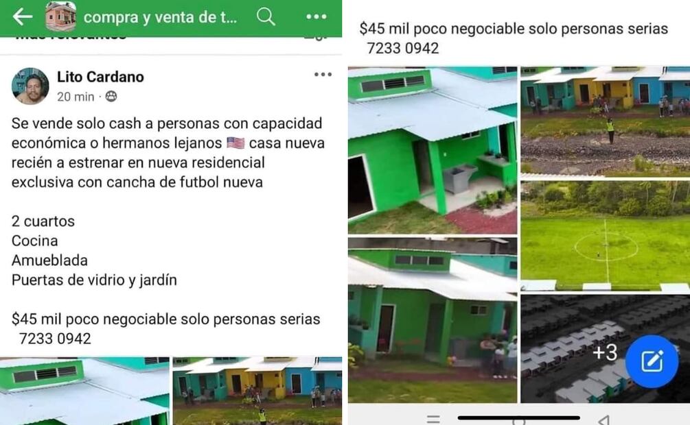 Una casa que fue regalada como acto de caridad por MrBeast aparece en un grupo de venta de viviendas en Colombia.
Foto: Captura de pantalla
