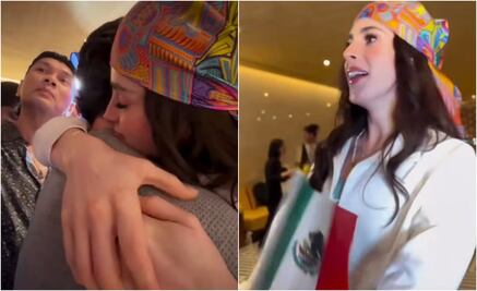 Con matracas y "Cielito lindo", Fátima Bosch es recibida por mexicanos en su arribo a Bangkok; su hermano la esperaba