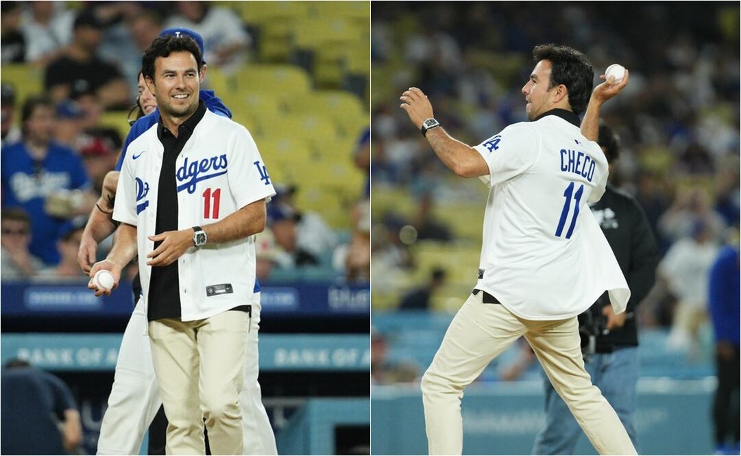 FOTO: ESPECIAL - Checo Pérez lanza la primera bola en el Dodger Stadium y se lleva gran ovación