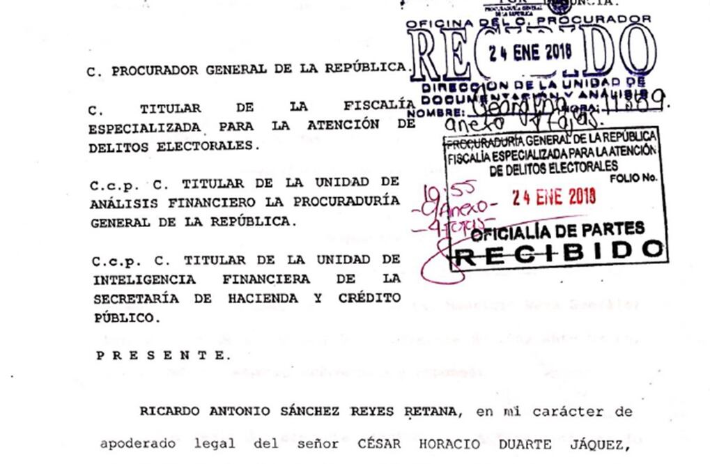 Aspecto de la primera hoja de la denuncia