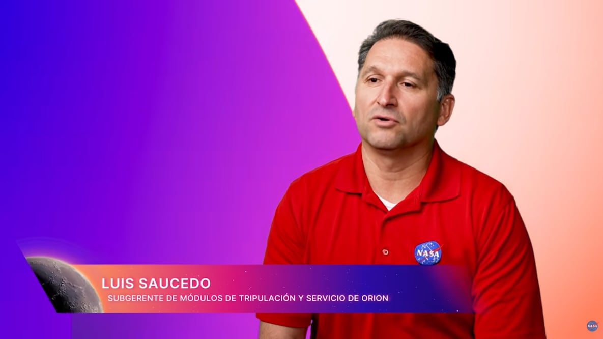 Luis Adolfo Saucedo, subgerente de módulos de tripulación y servicio de Orión. Foto: Captura de pantalla