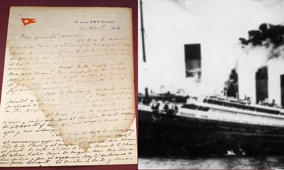 Carta escrita por latino que iba en el Titanic. Foto: EFE/Santiago Carbone - Harlingue Viollet