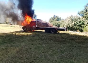 Queman camión con tonelada de madera de presunta tala clandestina en Ocuilan, Edomex