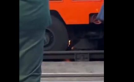 Captan en video incendio en llanta de vagón de la Línea 7 del Metro