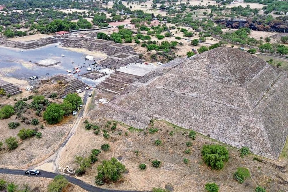 Una gran movilización policiaca se registró luego del reporte de un tiroteo en las Pirámides de Teotihuacán. Foto: Osmar Alvarado / EL UNIVERSAL