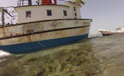 Encalla barco en Yucatán; daña arrecife